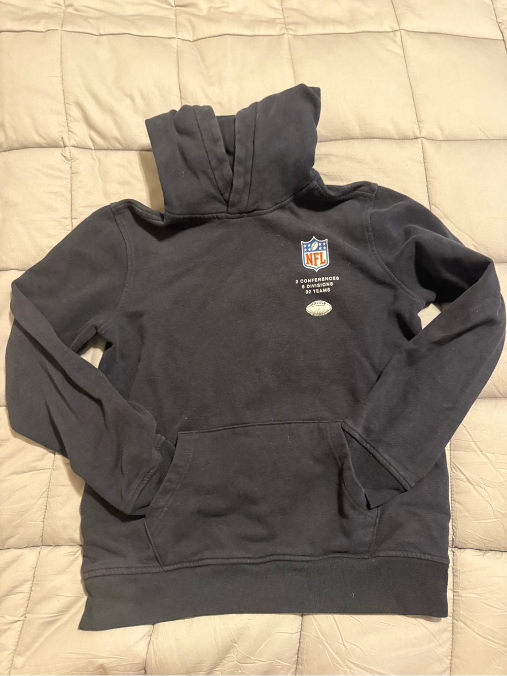 Abercrombie Kids NFL Black Crewneck Hoodie with Small Shield Logo